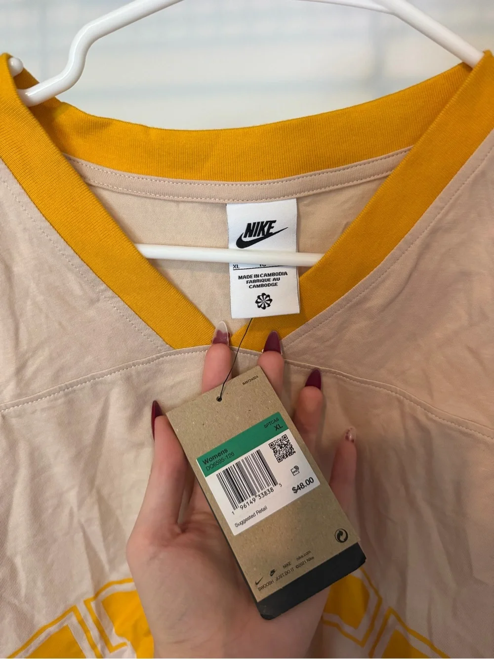 Nike Cream Short Sleeve Tee with Yellow Trim and Graphic